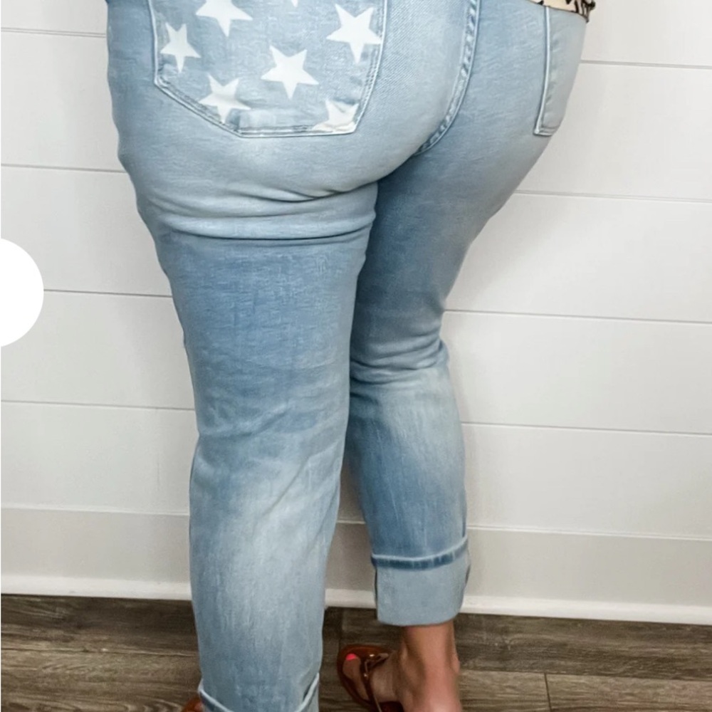 Women's Light Blue Star Print Jeans